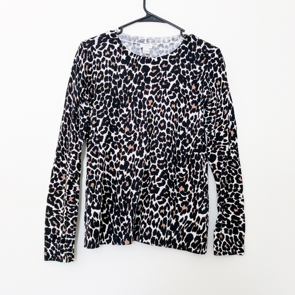 J. Crew Cotton Leopard Print Sweater